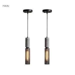 ADCTHOME 2 Count Concrete Linear Adjustable Height Pendant Lights Black Shade
